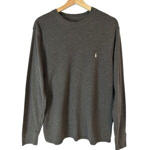 Polo Ralph Lauren Men’s Gray Waffle Knit‎ Long Sleeve Shirt Size Large